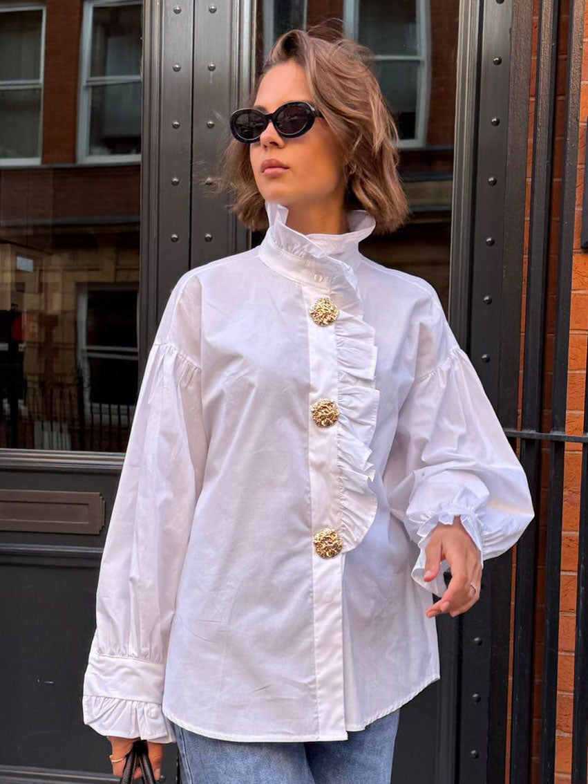 Cleo - Frill front shirt