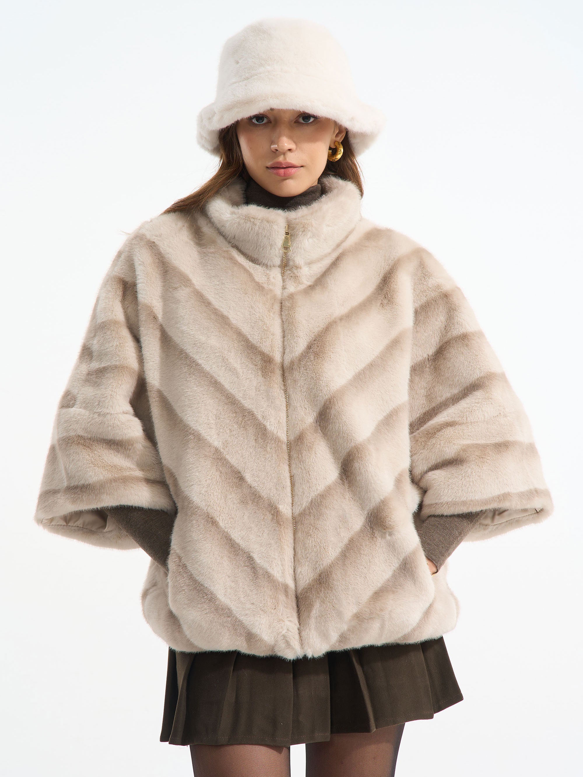Keely - Faux fur cape jacket