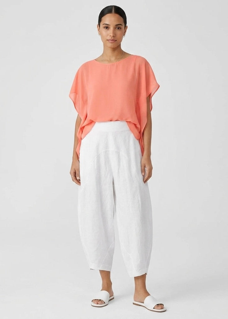 Rina coral chiffon waterfall back top