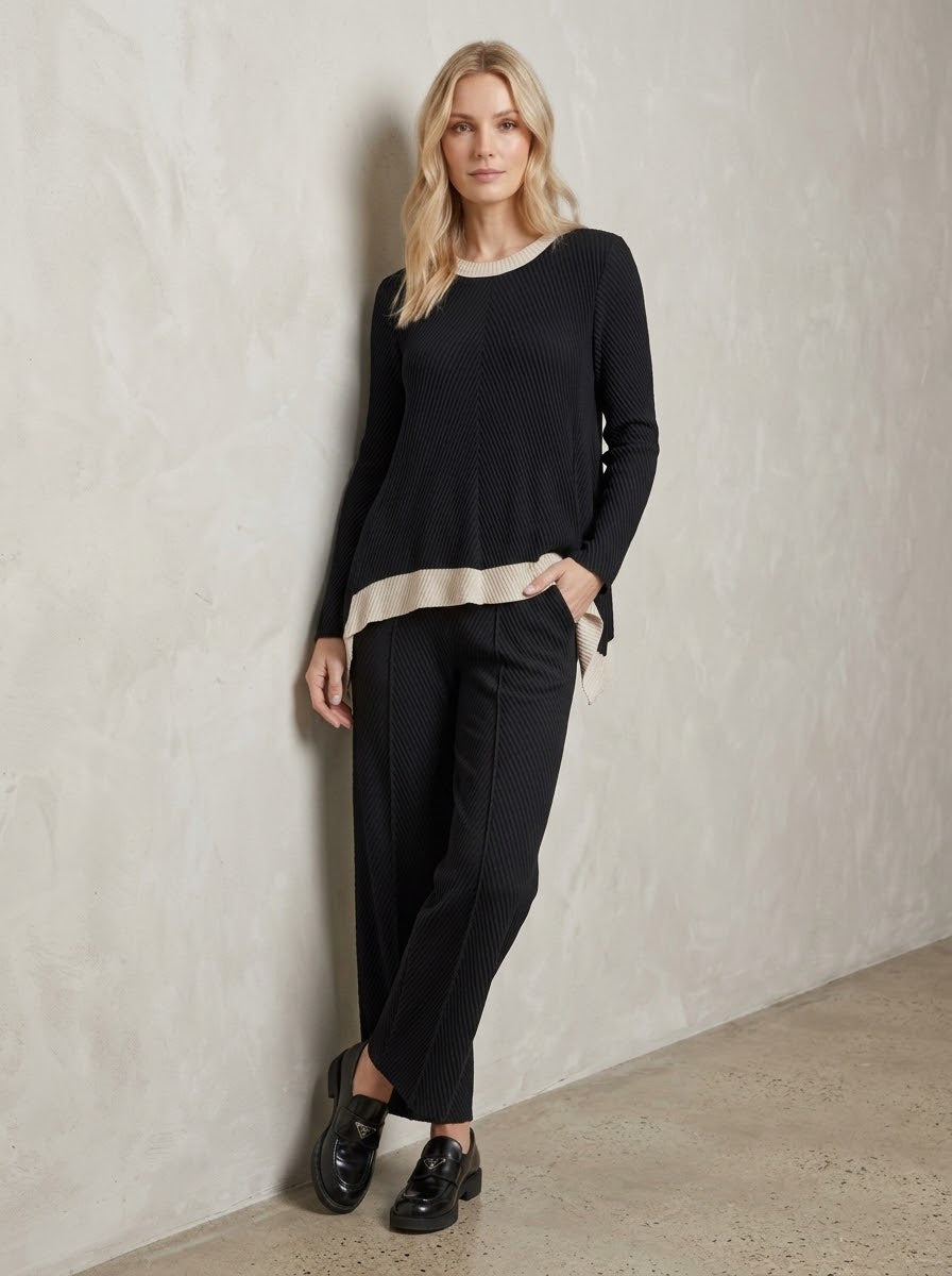 Matilda Pleated asymmetric top in black