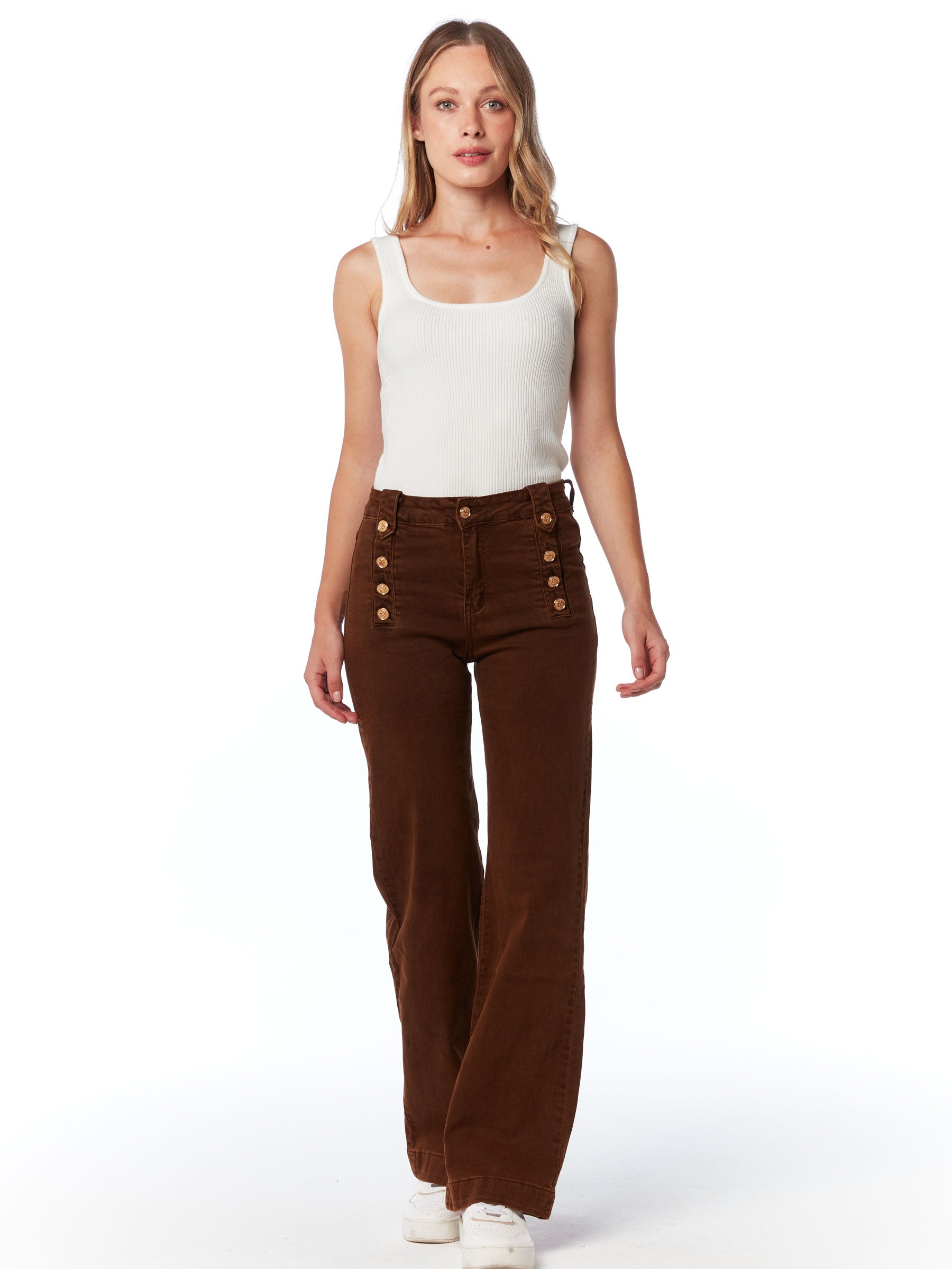 Doreen - Military button front jeans