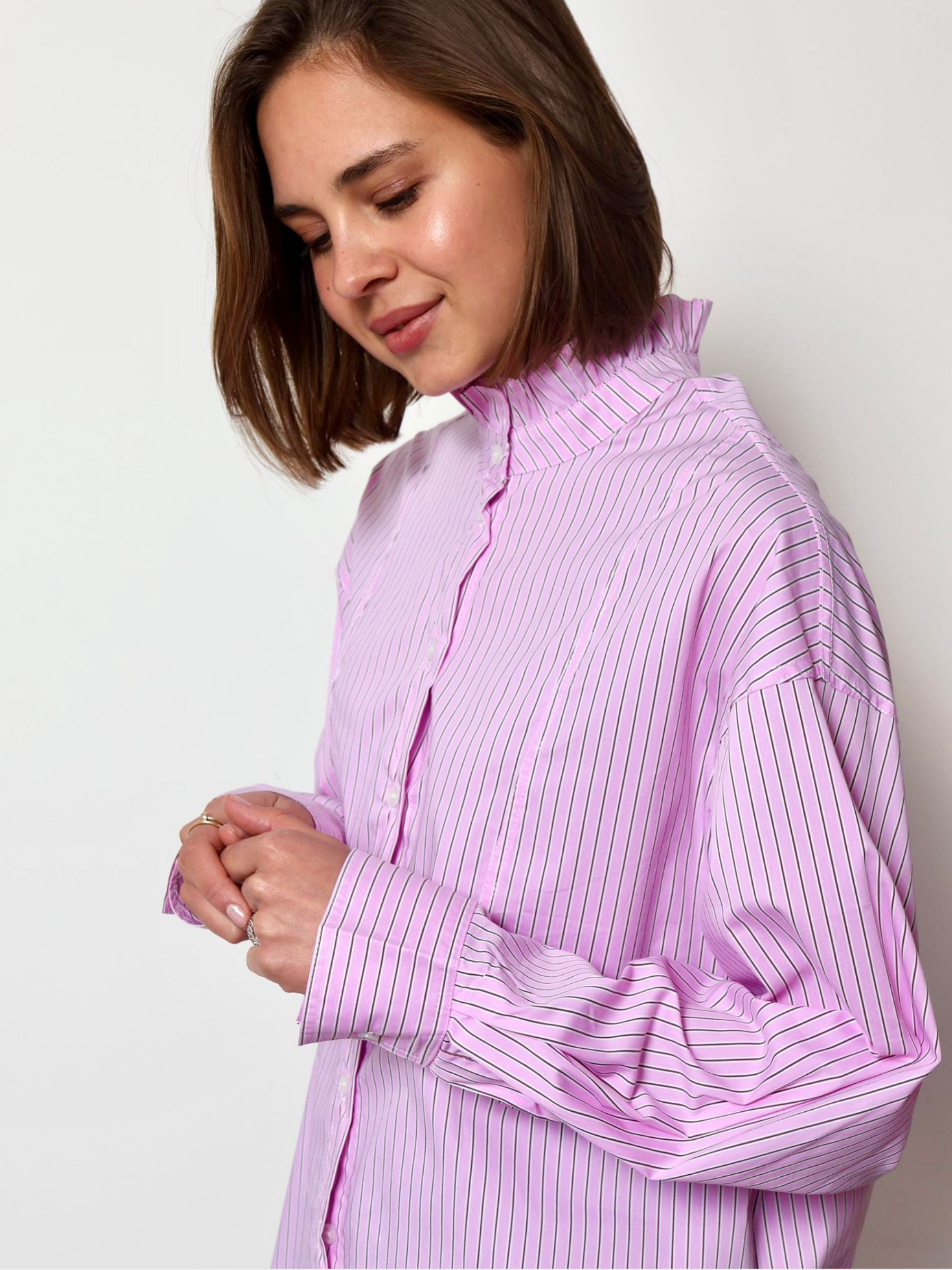 Milan - Frill collar stripe shirt