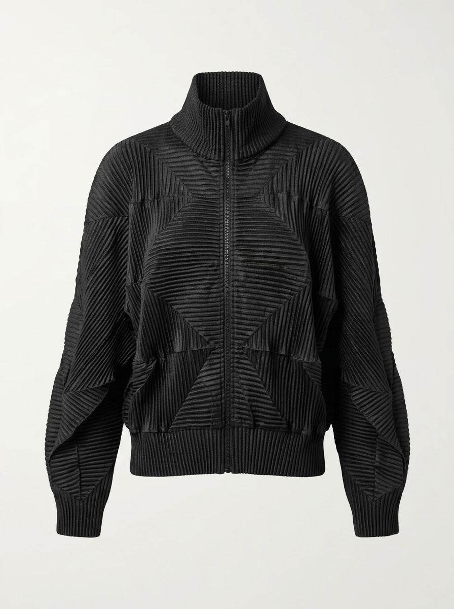 Jennifer Origami pleat zip jacket in black
