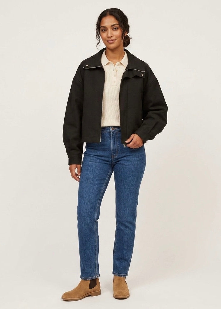 Eida black relaxed fit bomber jacket