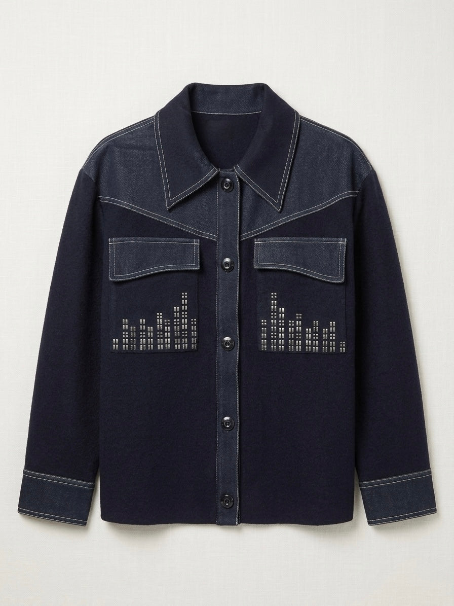Senegal - Embellished knit & denim jacket