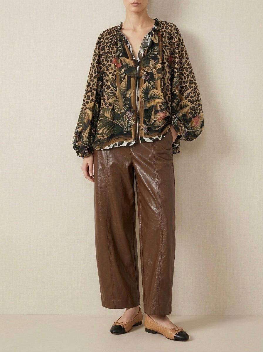 Elly - Wide leg pleather trouser
