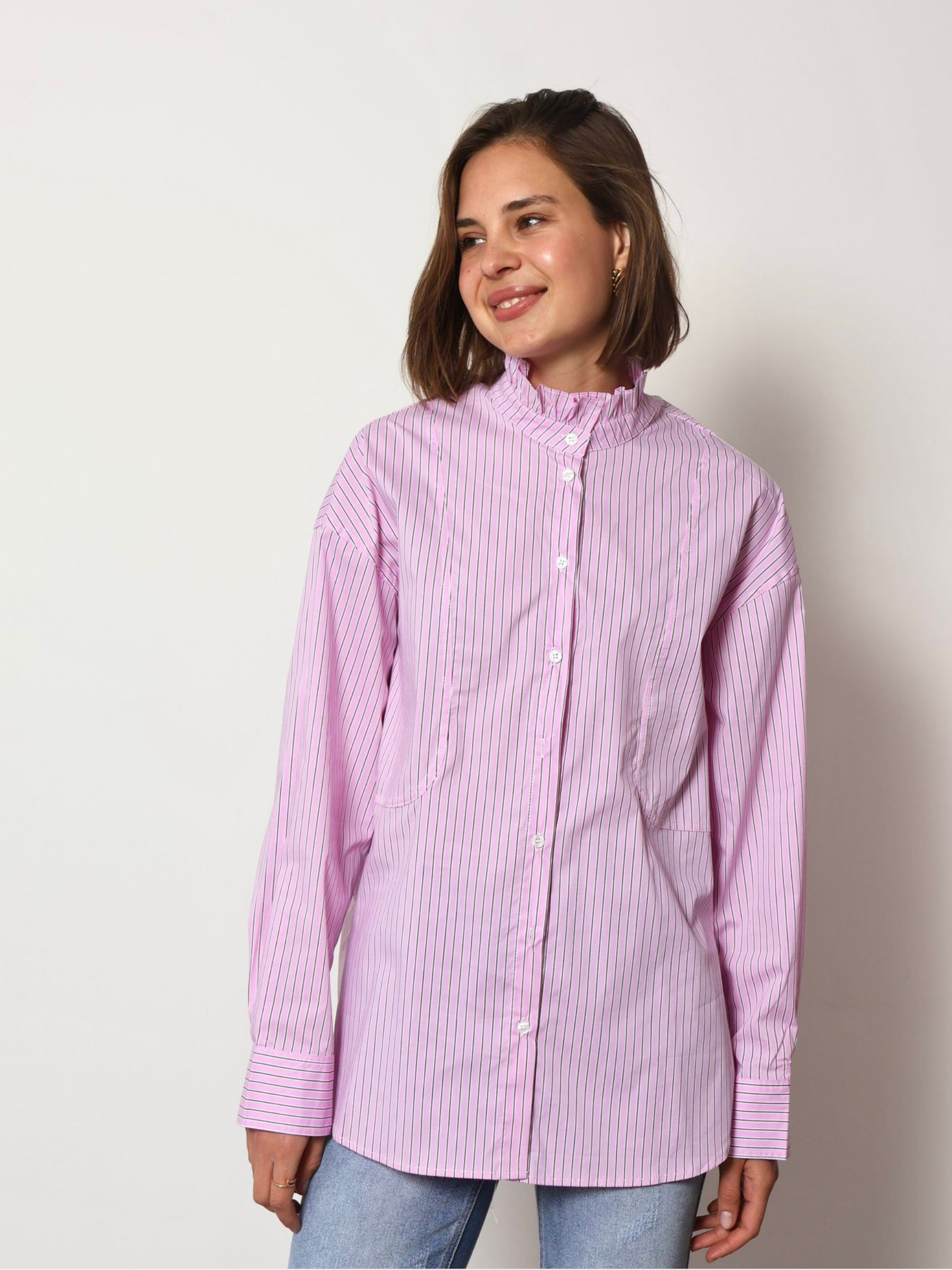 Milan - Frill collar stripe shirt