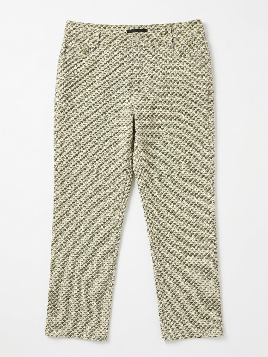 Fifi khaki printed stretch capri trouser