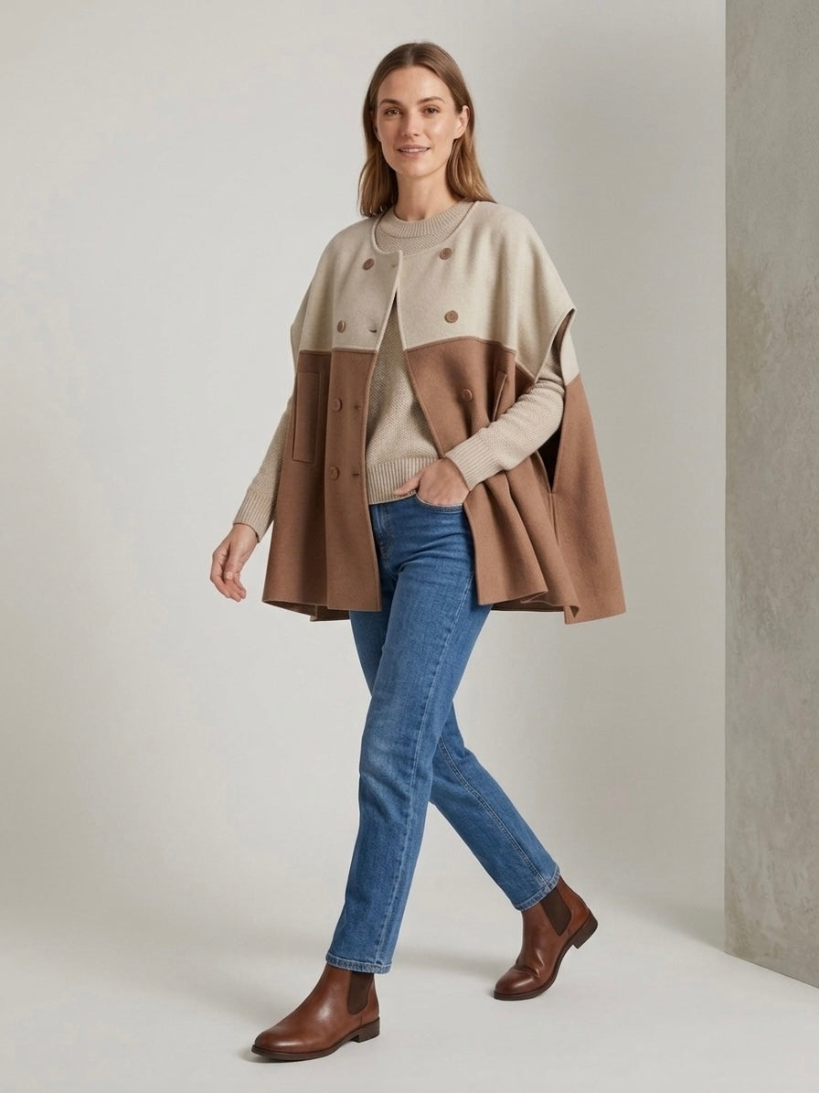 Tenerife - Colour block knitted cape jacket