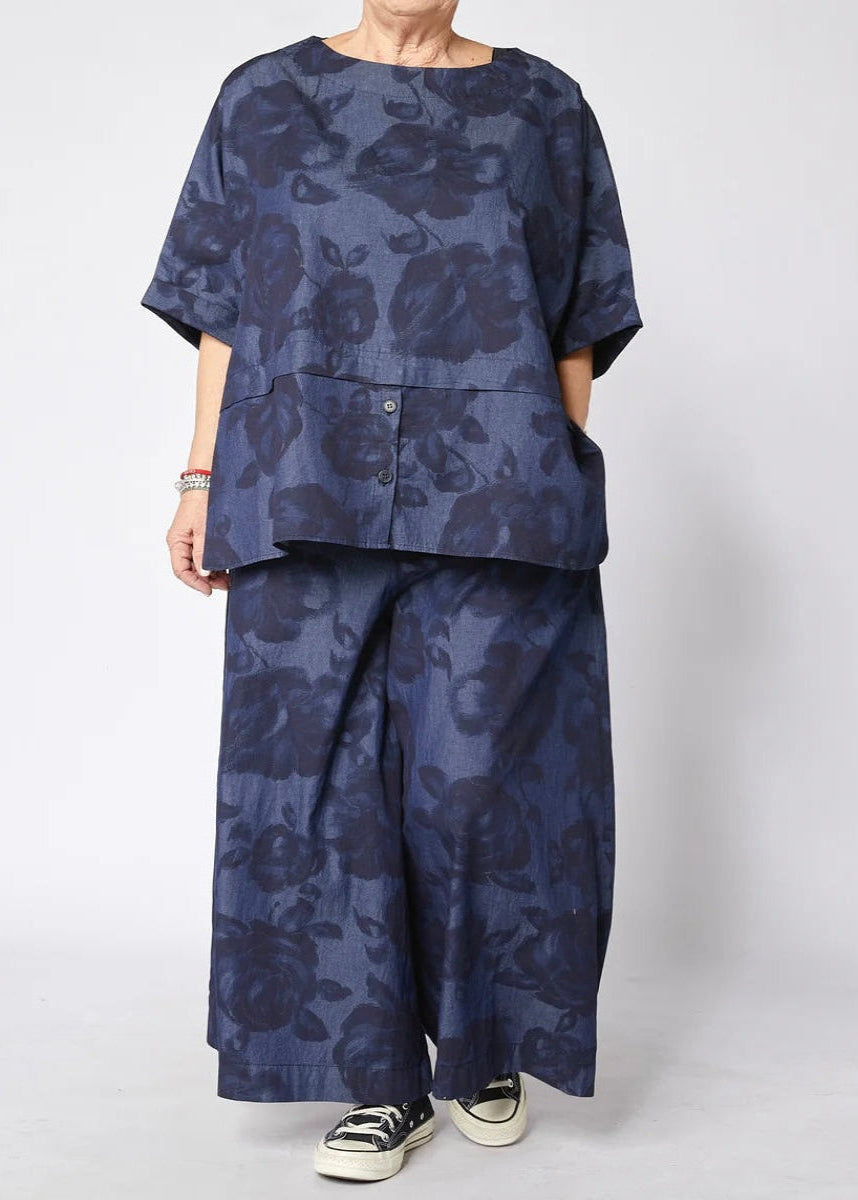 Katie - Printed denim top