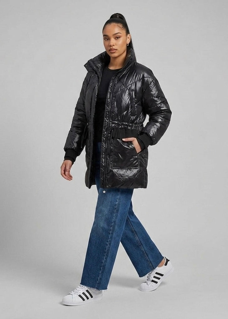 Charmaine Glossy midi length puffa coat