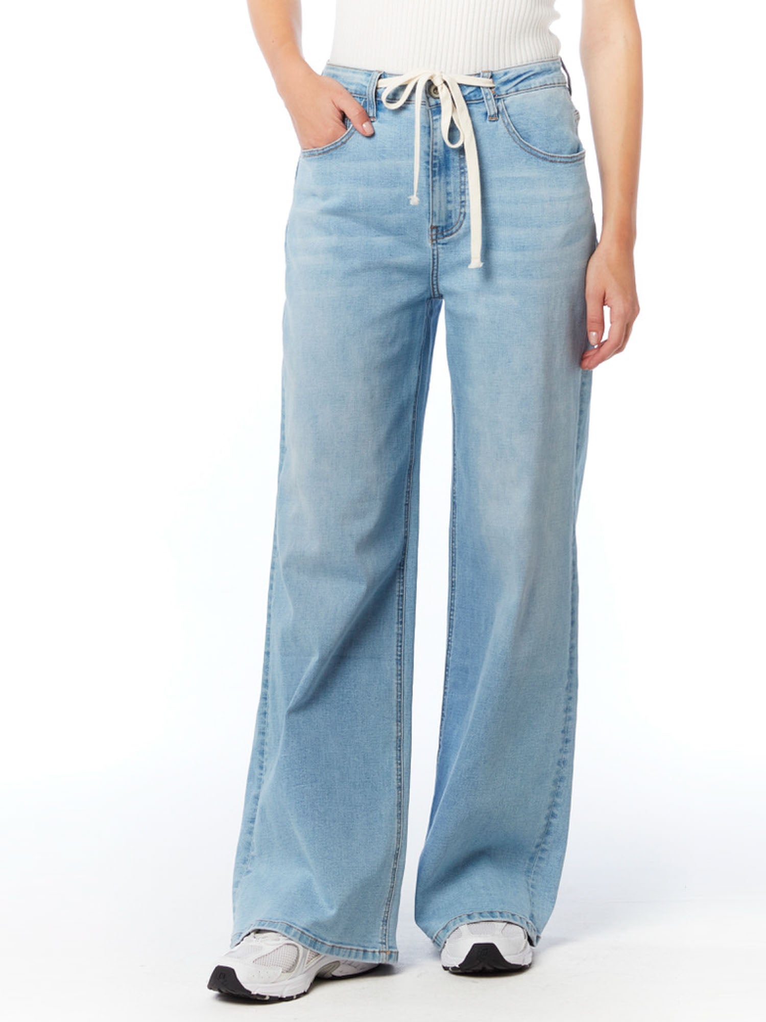 Tania light blue Tie front wide leg jeans