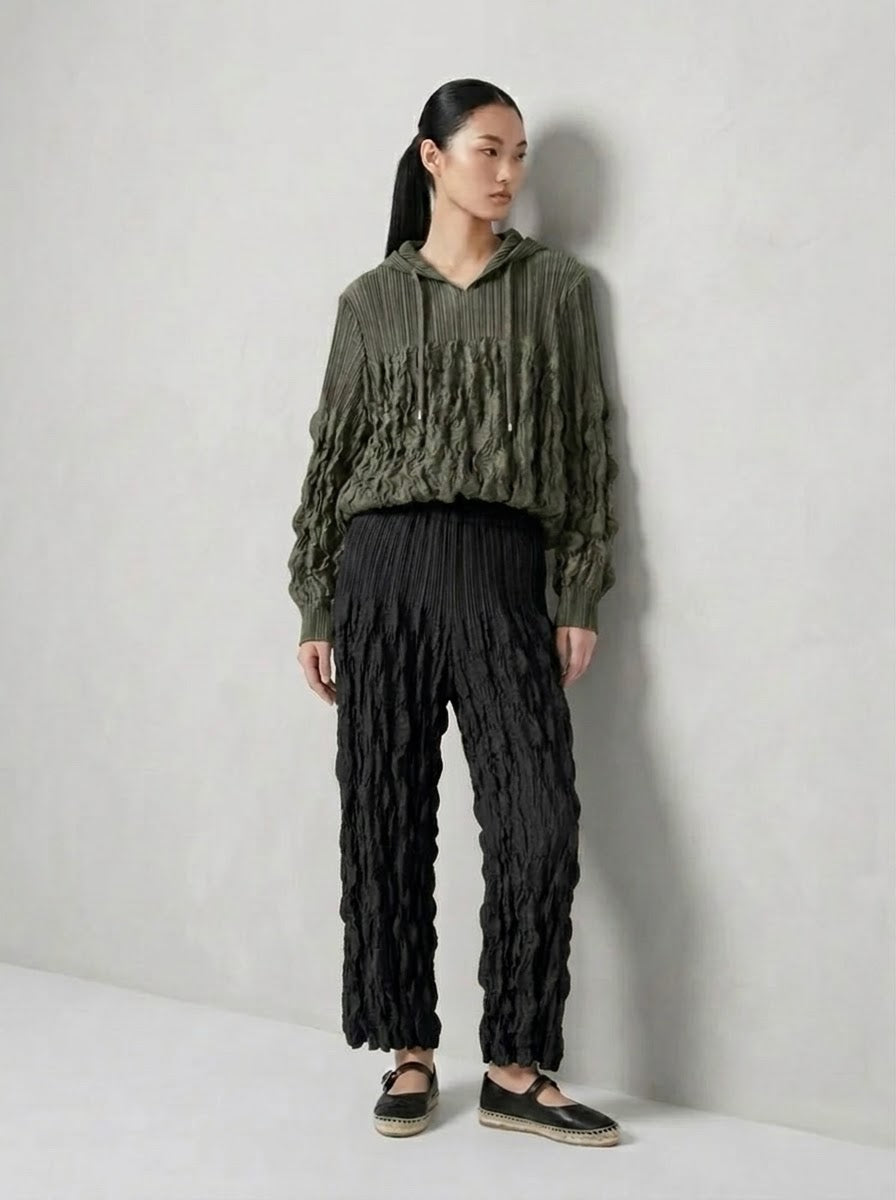 Sinead - Suedette pleat hooded top