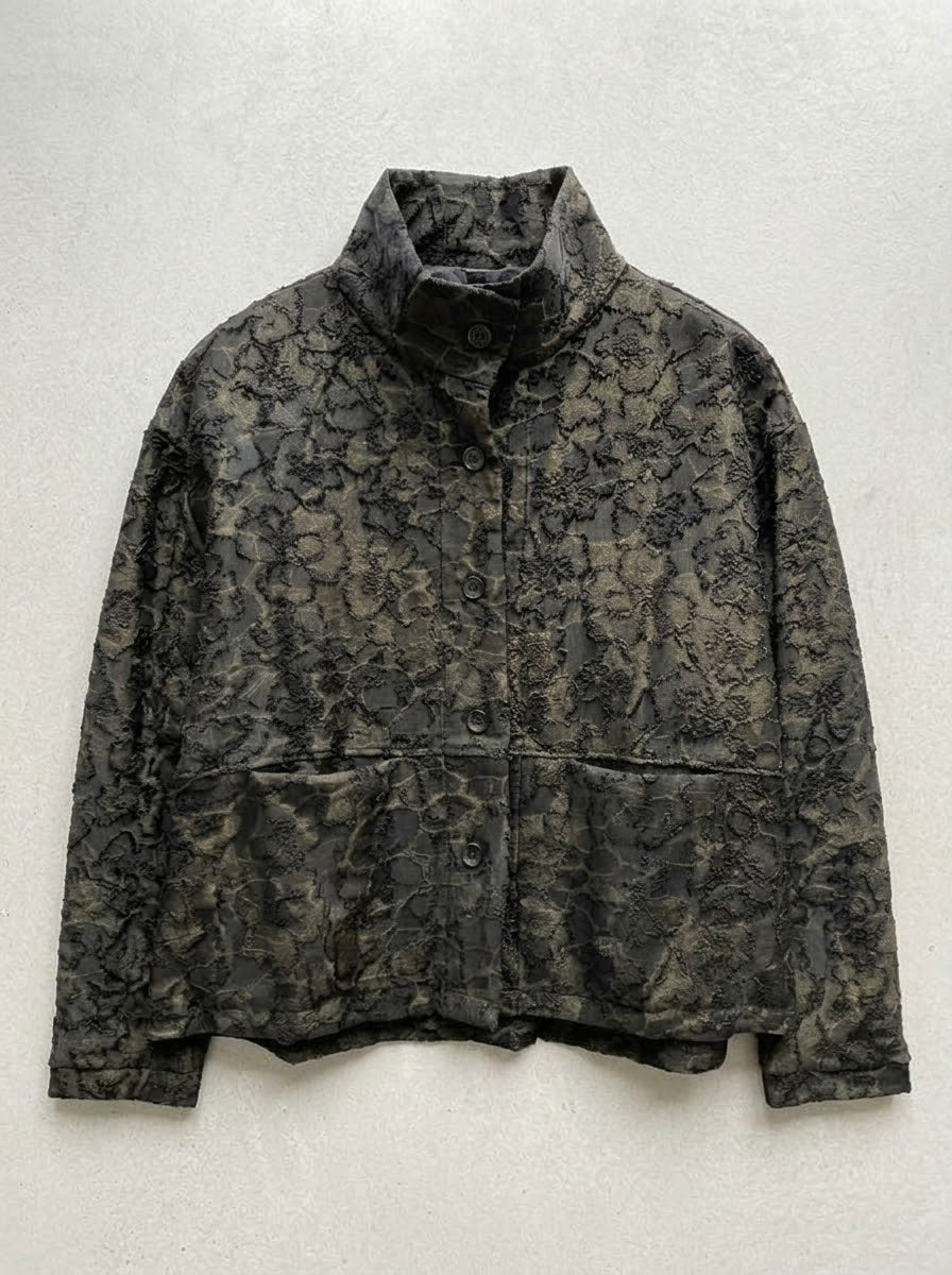 Pebbles printed jacket in bronze, front product view