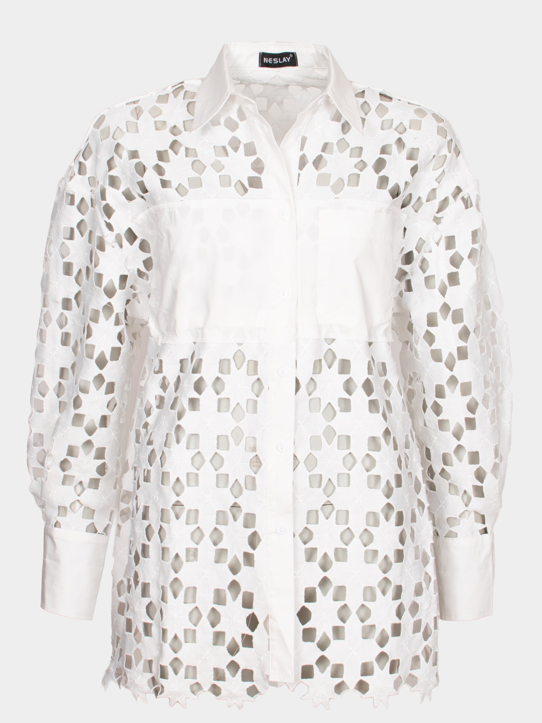 Rebecca long sleeve lace shirt White