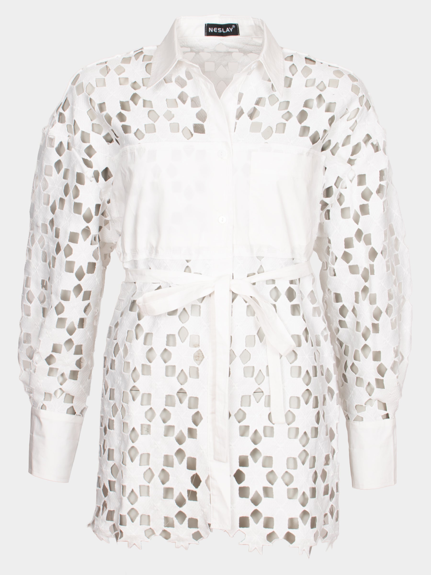 Rebecca long sleeve lace shirt White