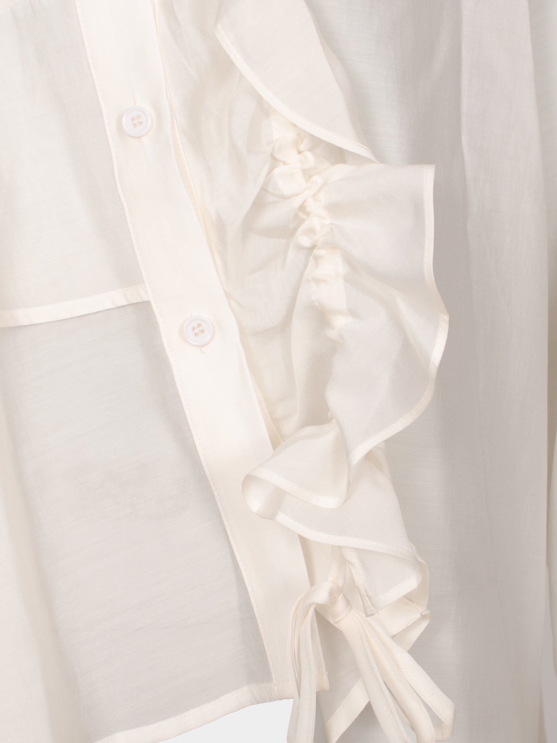 Wilma frill front gathered blouse Cream