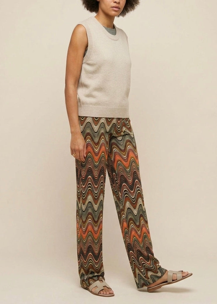 Guax sage multi brushed printed palazzo trouser