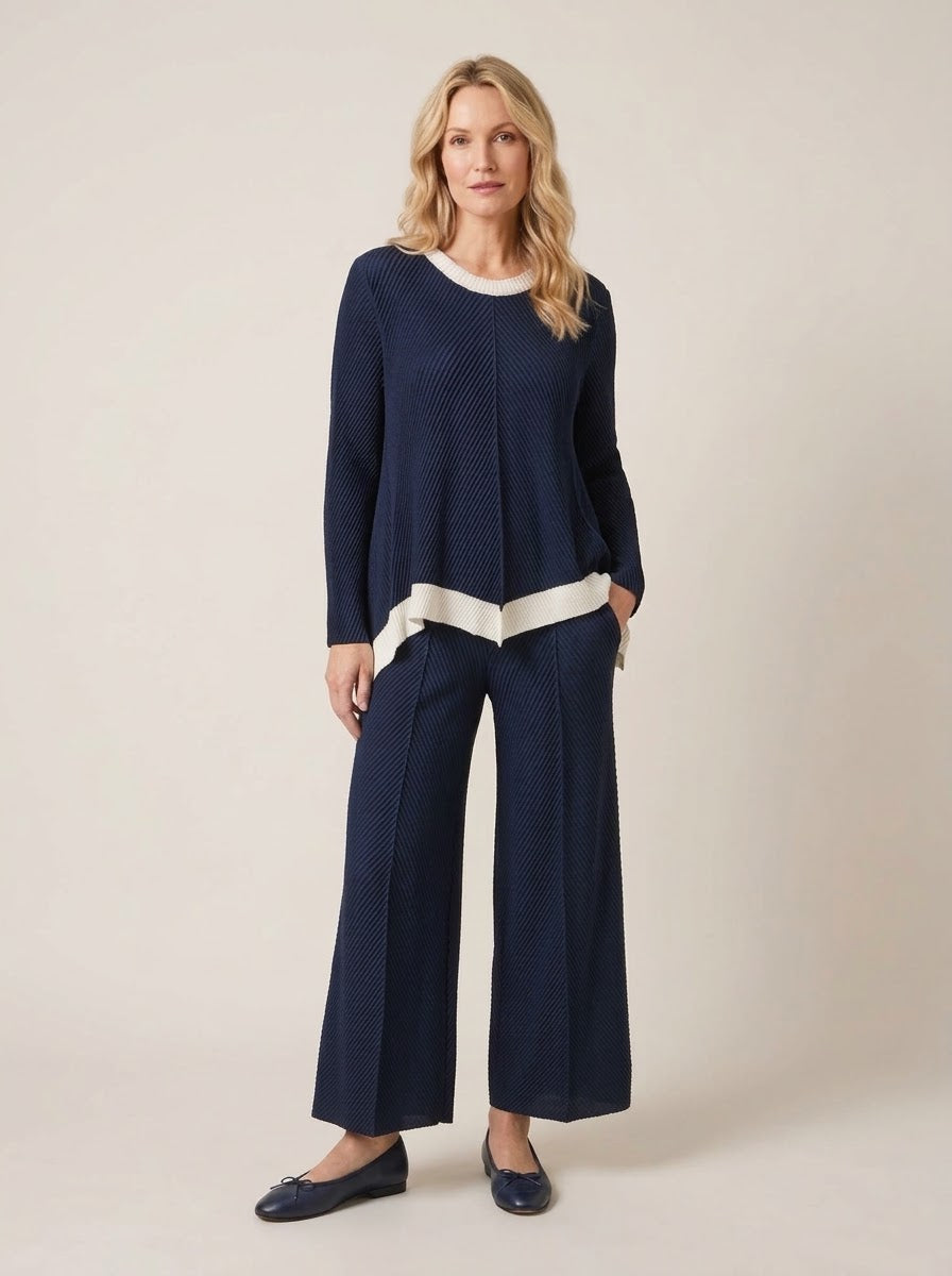 Matilda Pleated asymmetric top in navy