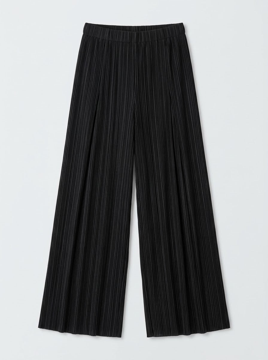 Black Mikaela wide-leg pleated trousers, front product view