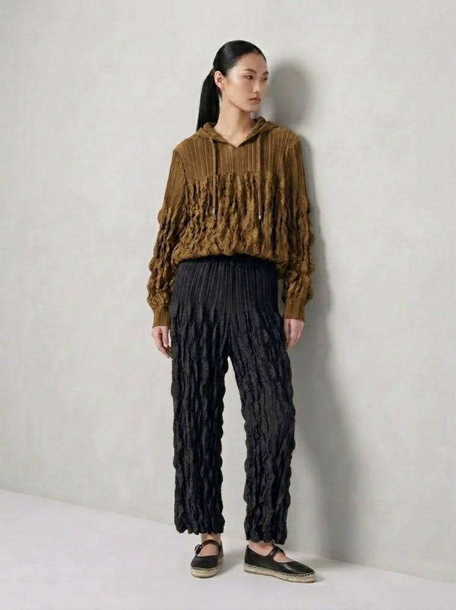 Sinead - Suedette pleat hooded top