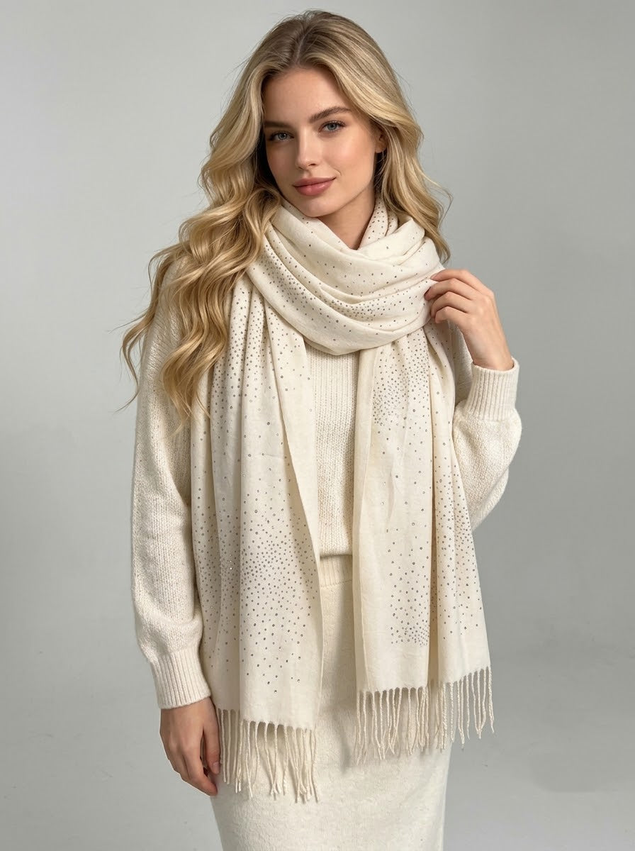 Sparkle - Embellished wool blend scarf