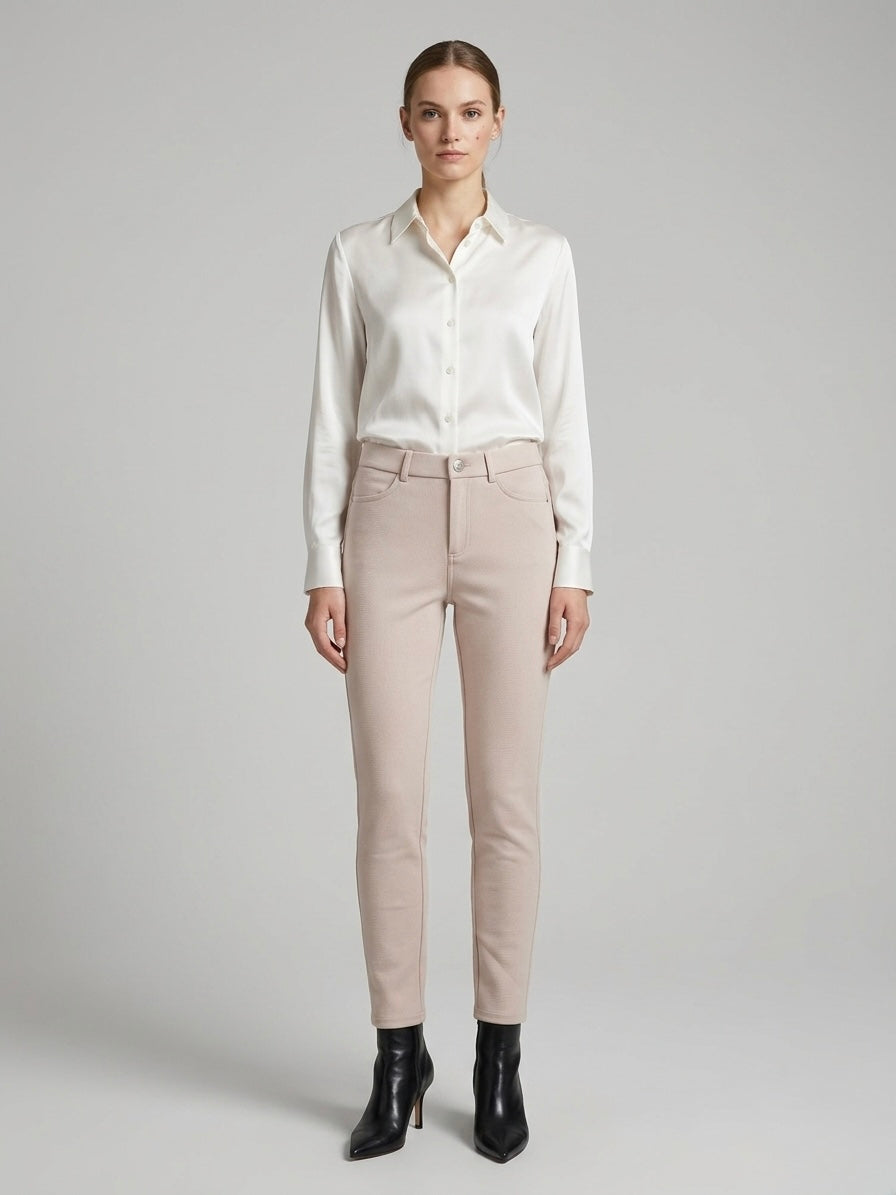 Freya suedette soft pink straight leg trouser