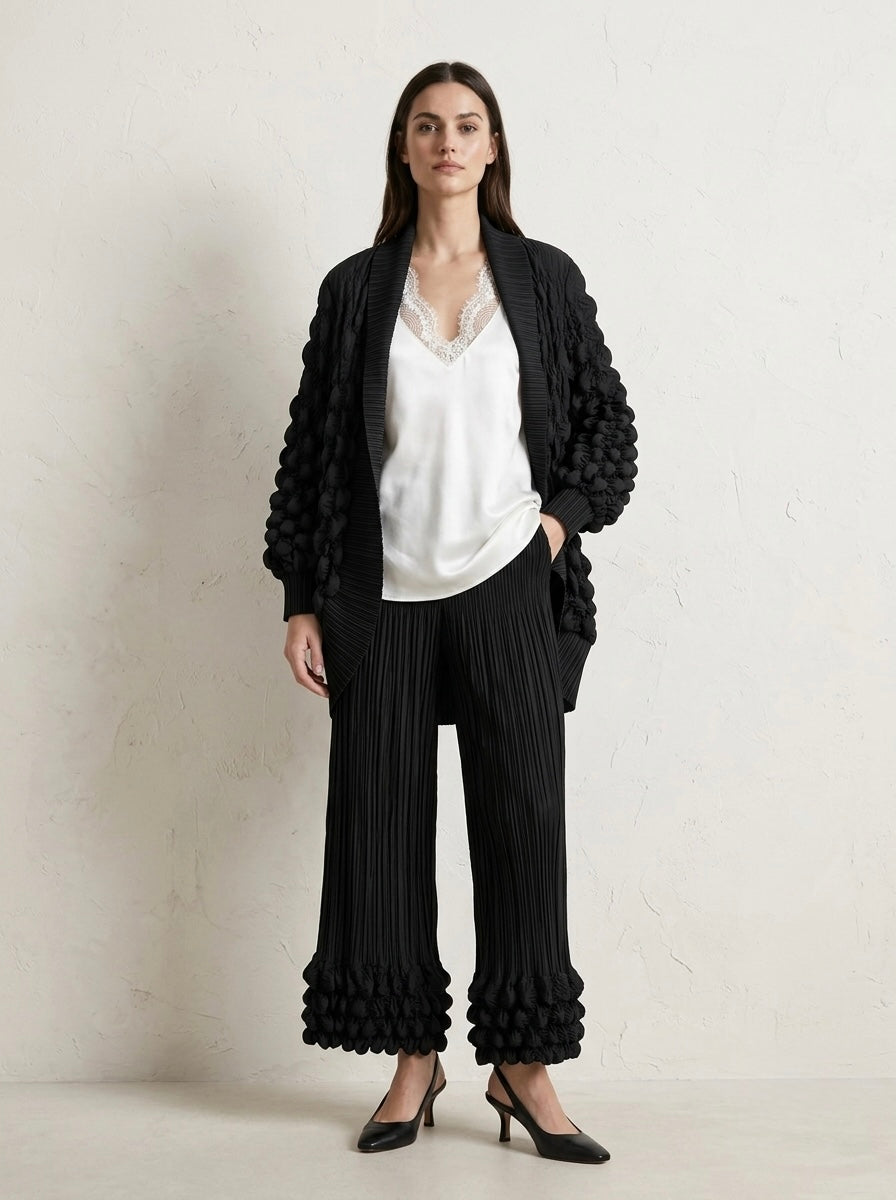Marsha - bubble pleated cocoon cardigan