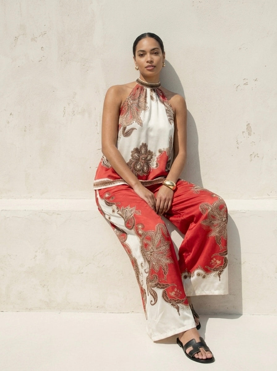 Bahamas - Printed halter neck trouser suit
