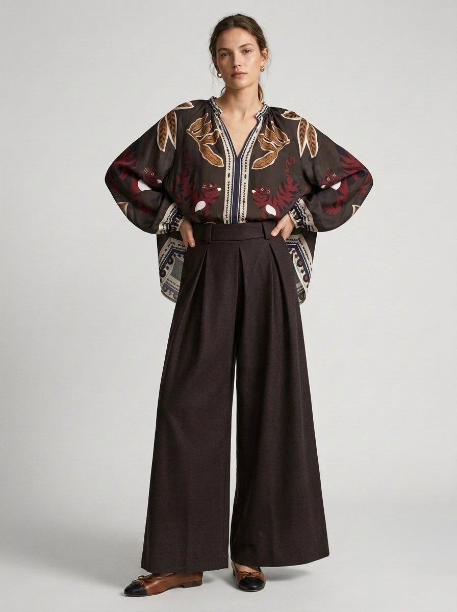 Jessica - Leaf printed blouse