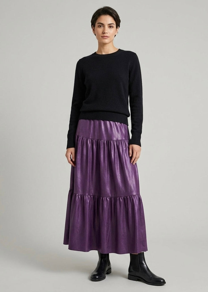 Joelle Pleather maxi belted skirt