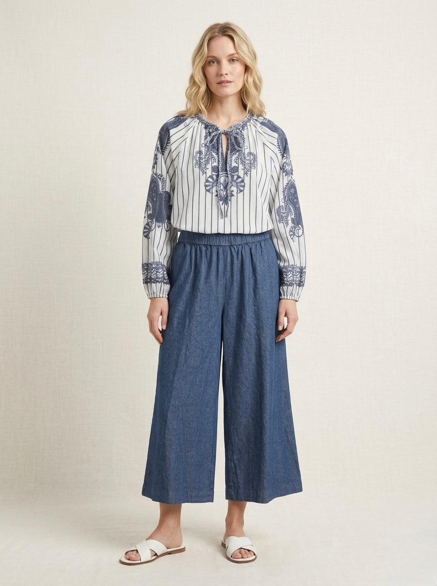 Jessica - Tie front printed blouse