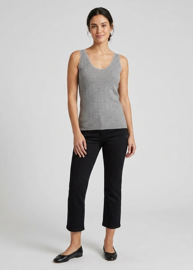 Lise Lace trim knitted cami top