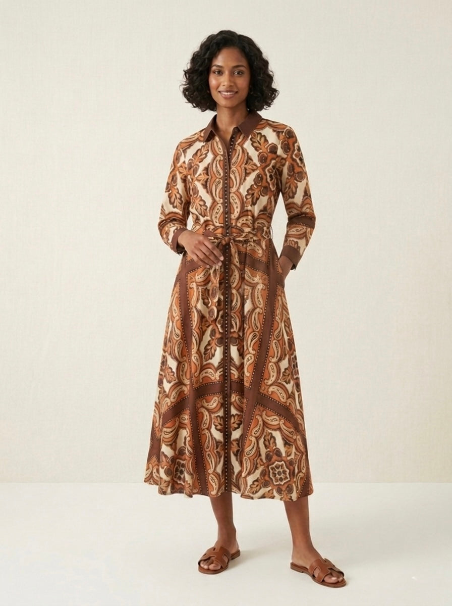 Trina - Printed shirt dress
