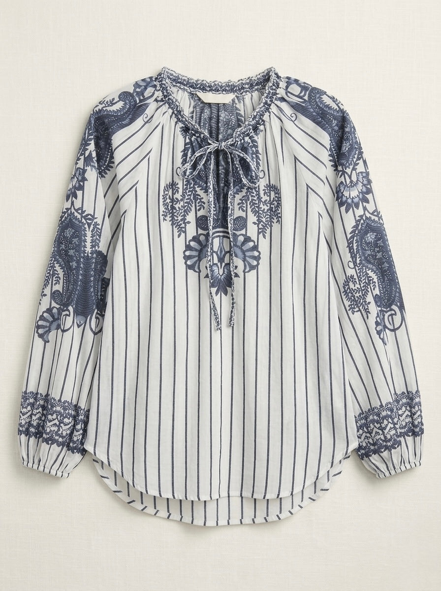 Jessica - Tie front printed blouse