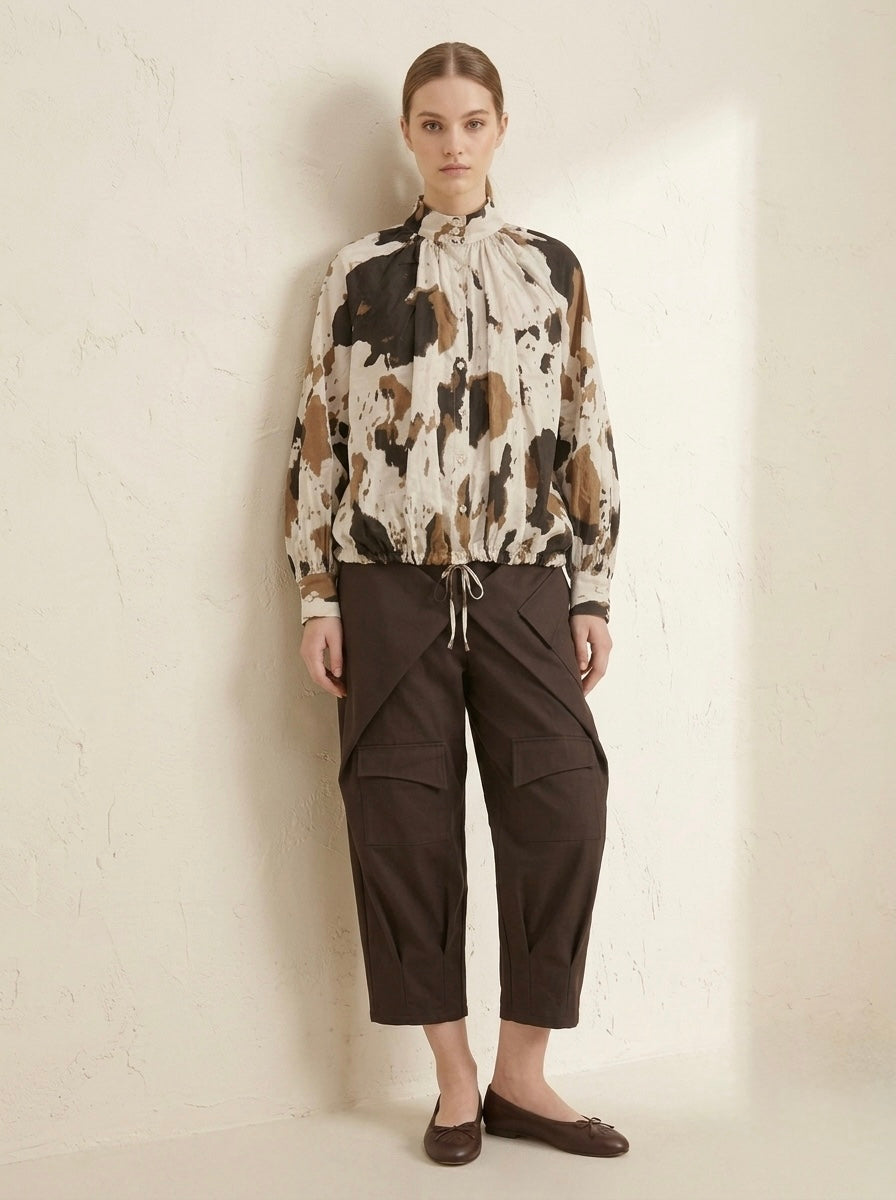 Bella - Printed drawstring blouse