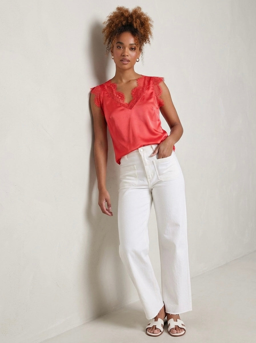 Lacey - Lace trim cami top