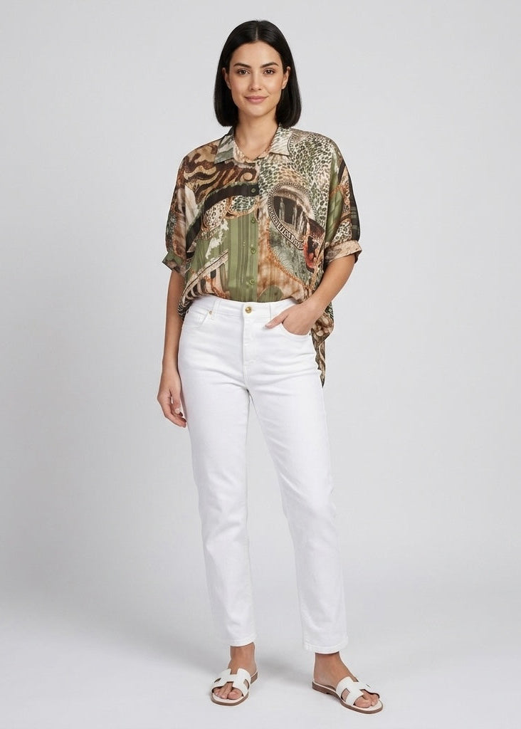 Troc Scenery chiffon relaxed fit blouse