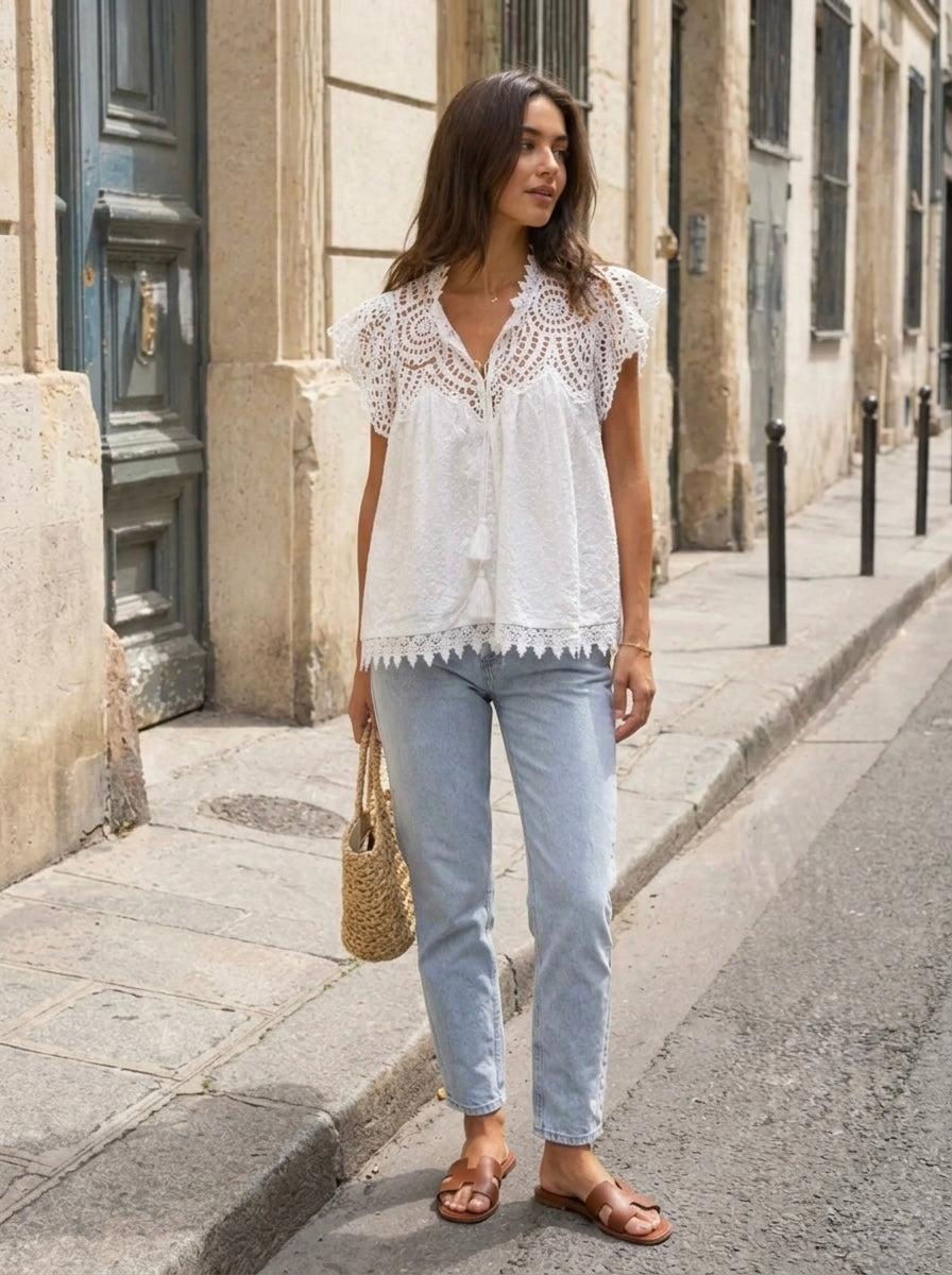 Roma - Broderie anglais top