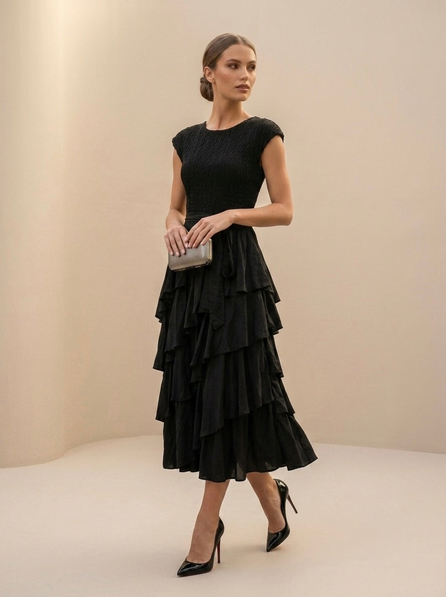Laney - Layered frill hem dress