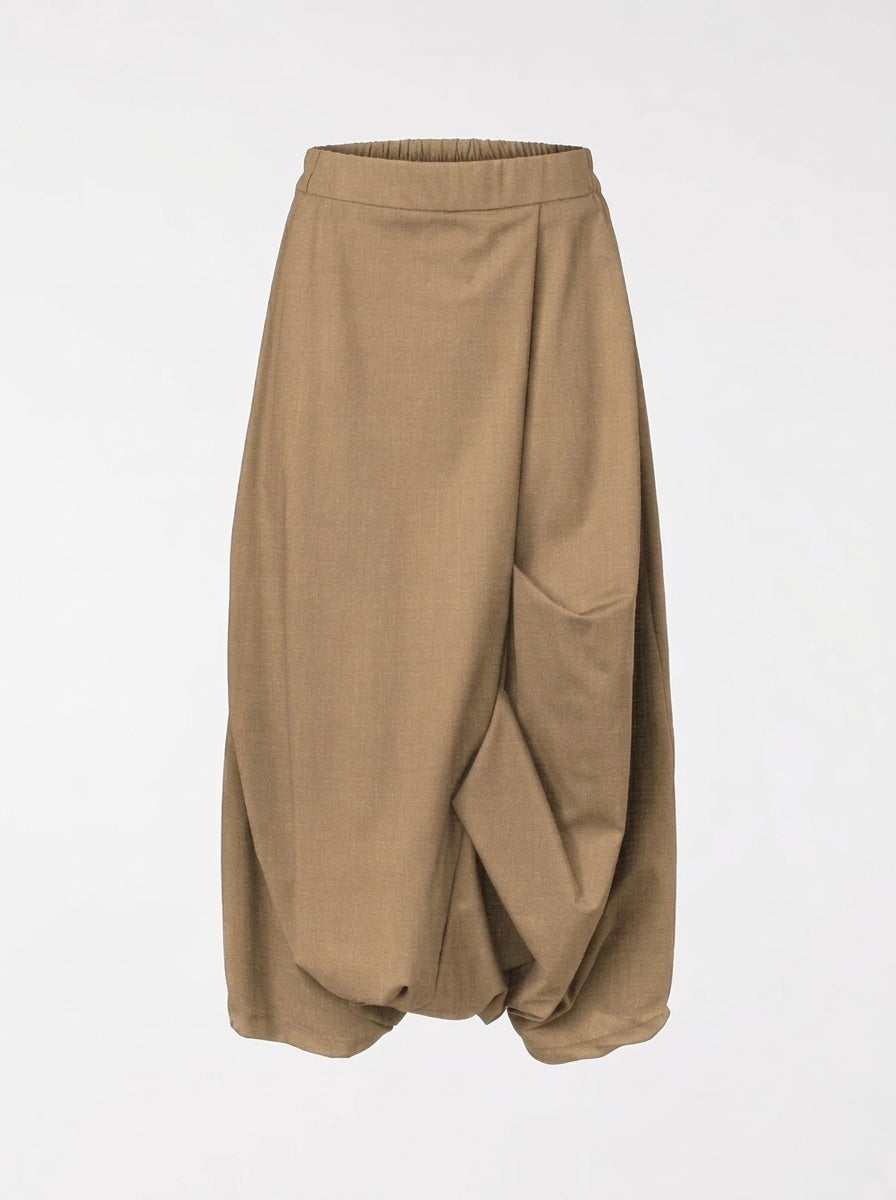 Roberta camel skirt-effect harem trousers, product view