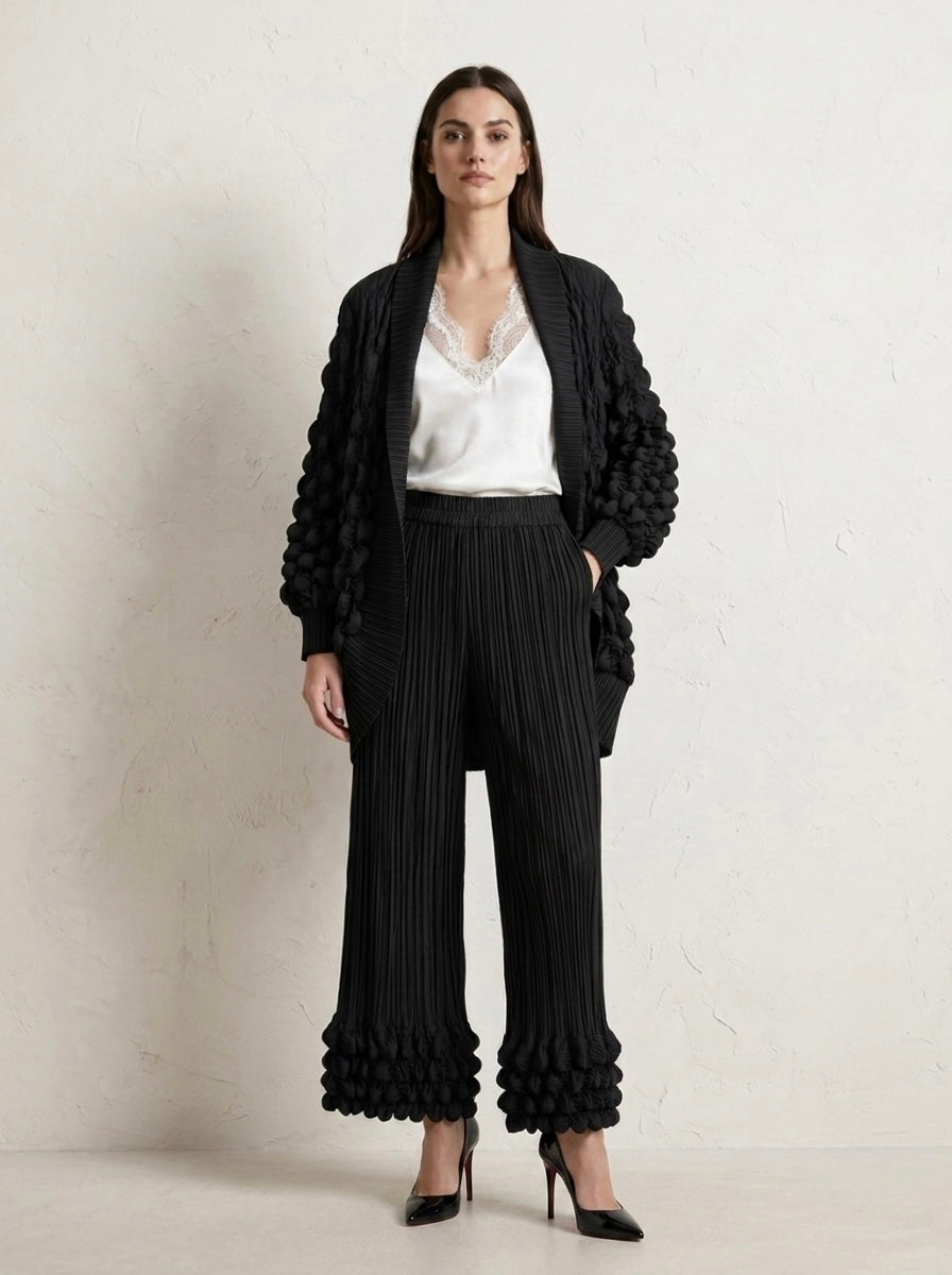 Marsha - bubble pleated cocoon cardigan