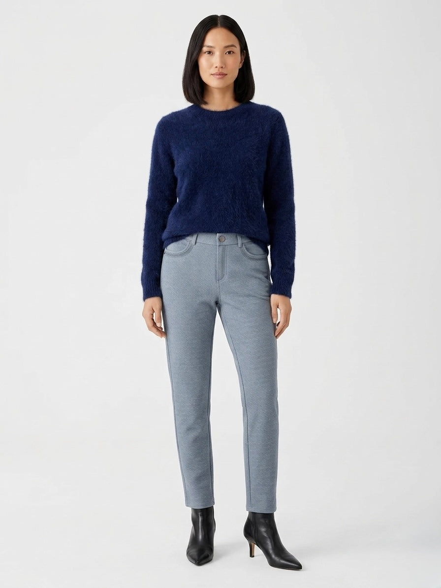 Farida denim blue stretch straight leg trouser