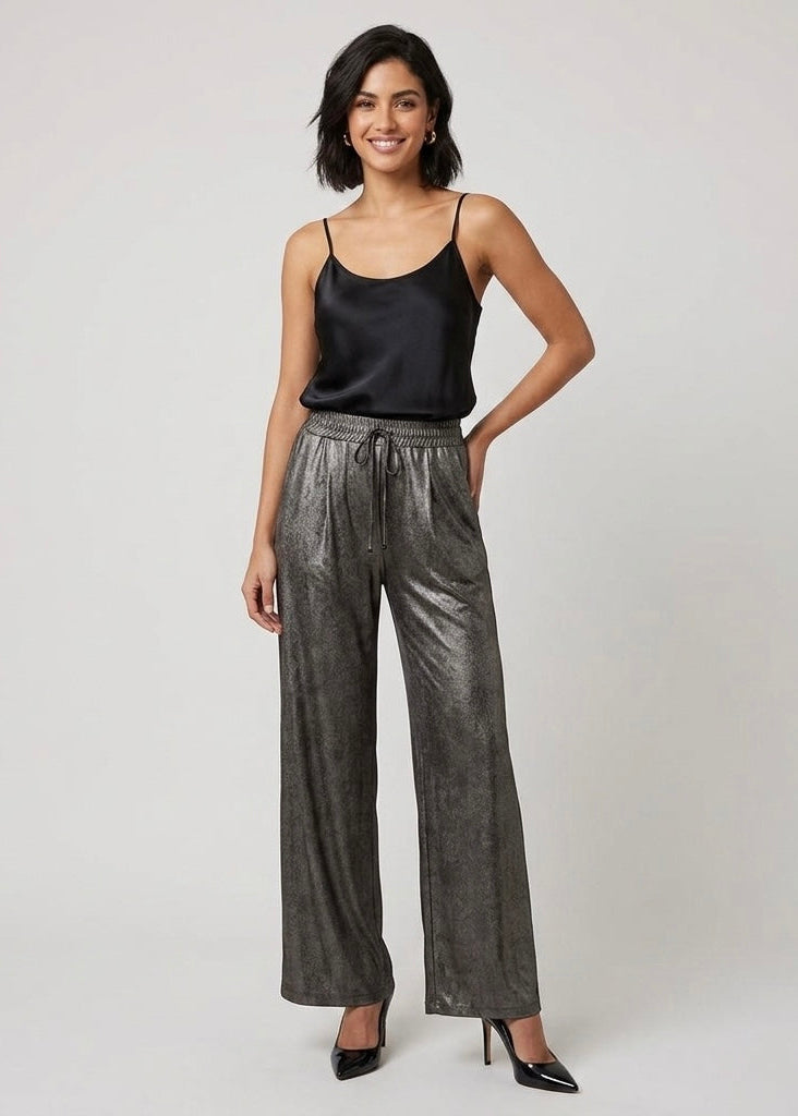 Bella Metallic wide leg trouser