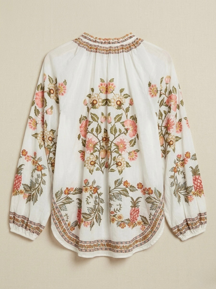 Jessica - Tie front printed blouse
