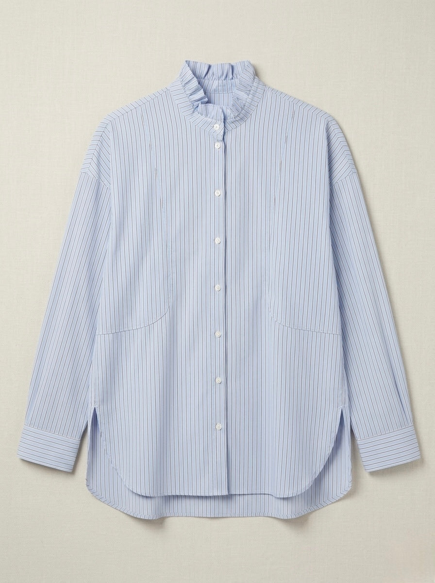 Milan - Frill collar stripe shirt
