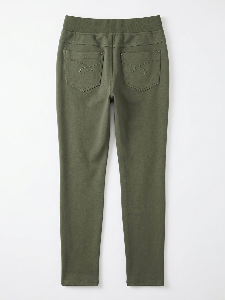 Jess khaki bi stretch jersey tregging