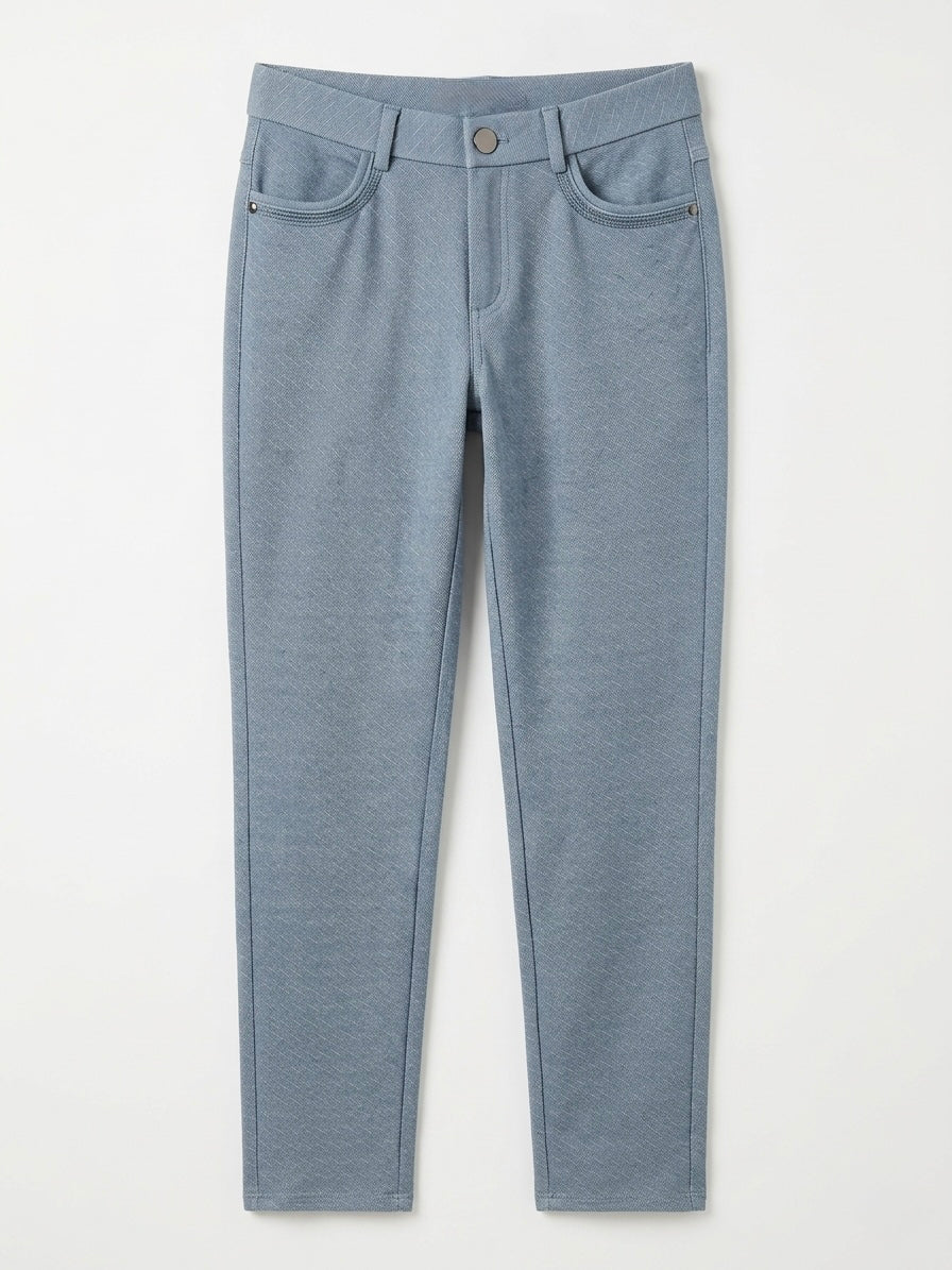 Farida denim blue stretch straight leg trouser