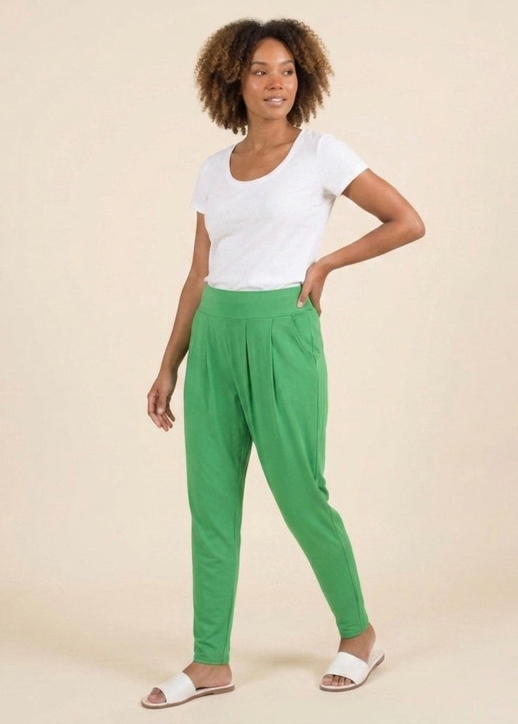 Bandol French crepe green plain trouser