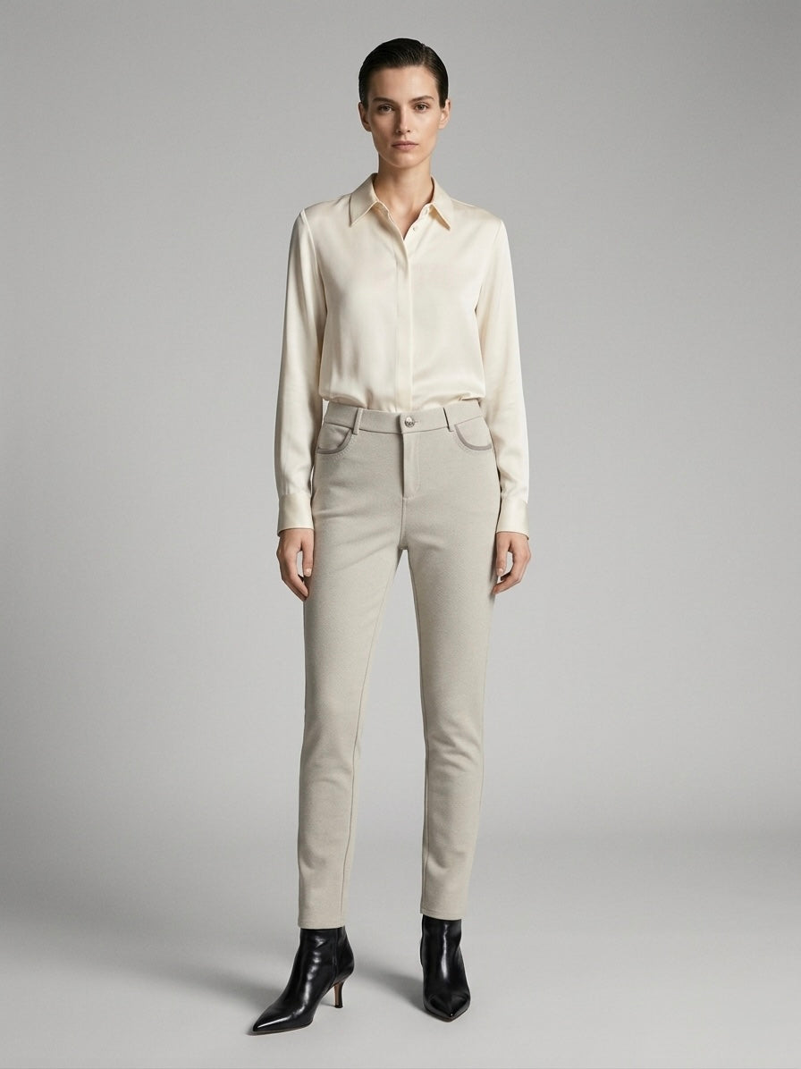 Selena beige print trouser